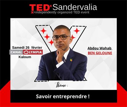 Affiche du talk d'Abdou Wahab Ben Geloune, TEDxSandervalia 2022