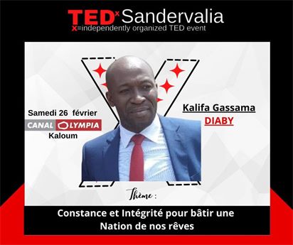 Affiche du talk de Khalifa Gassama Diaby, TEDxSandervalia 2022