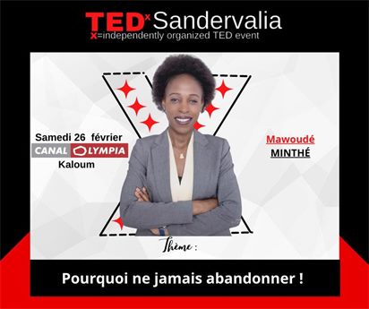 Affiche du talk de Mawoudé Minthé, TEDxSandervalia 2022
