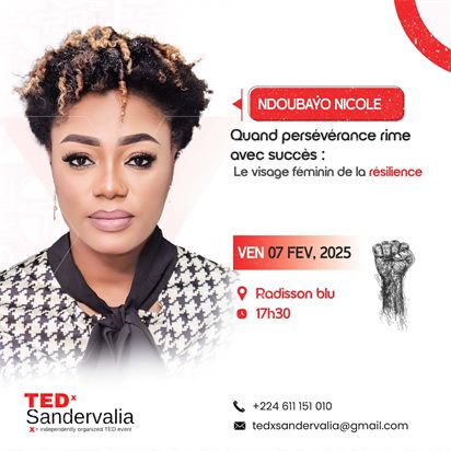 Affiche du talk de Nicole Ndoubayo, TEDxSandervalia 2025