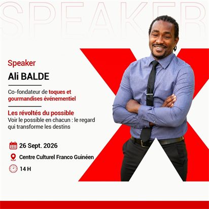 Affiche du talk d'Ali Baldé, TEDxSandervalia 2026