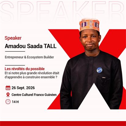 Affiche du talk d'Amadou Saada Tall, TEDxSandervalia 2026