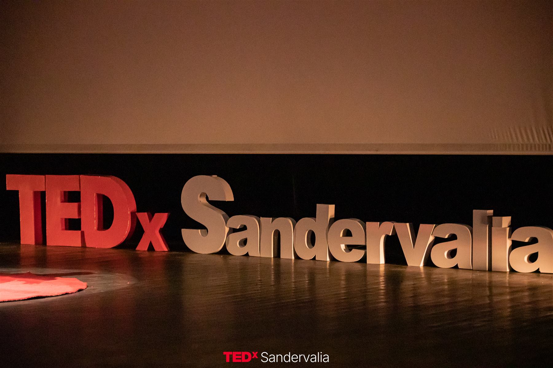 Les lettres TEDx Sandervalia sur la scène du Centre Culturel Franco-Guinéen